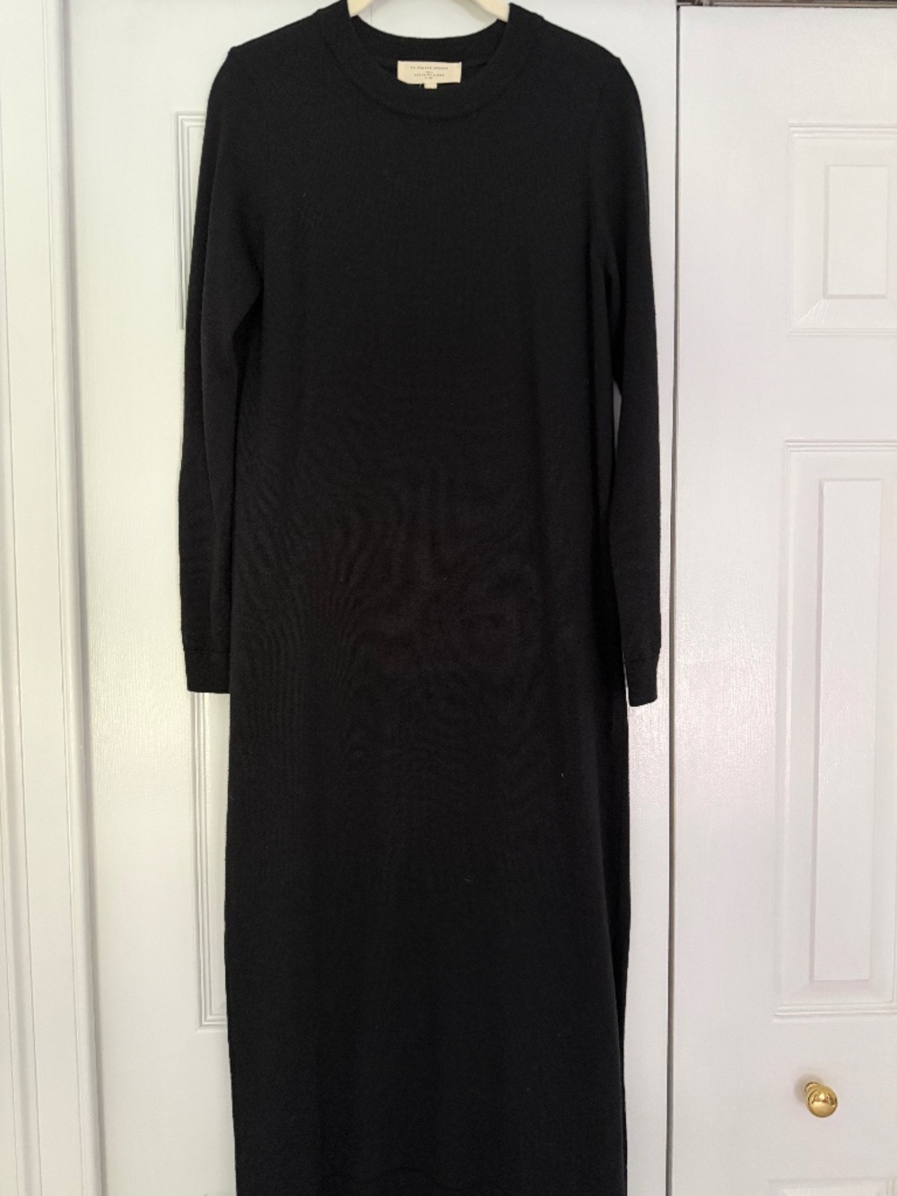 Sézane La Maille Merino Wool Sweater Dress Black Long Sleeve Button Small